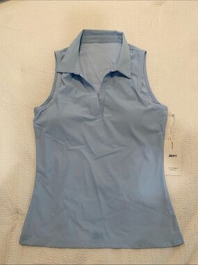 J80 Fit Light Weight Fitted Polo Tank Top in Light Blue Size XL